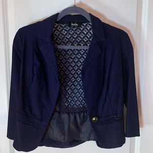 Navy blue size S cropped fitted blazer w/ button